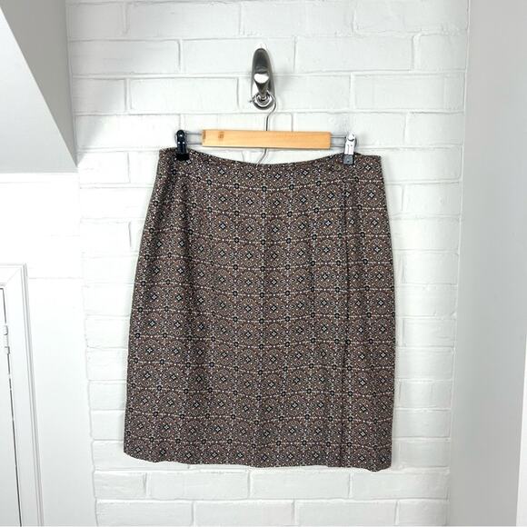Vintage Hunt Club Brown Patterned Wrap Skirt Size 16 - Picture 1 of 7